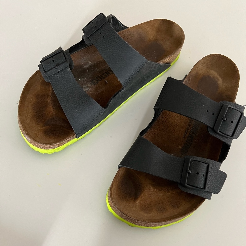 Birkenstock 44 US 11 - Pre Owned Black with Neon Sole